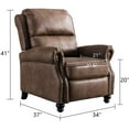thumbnail image 4 of Bonzy Home Pushback Recliner Chair Leather Armchair Push Back Recliner with Nail Head Single Sofa Accent Chair for Living Room, Brown, 4 of 6