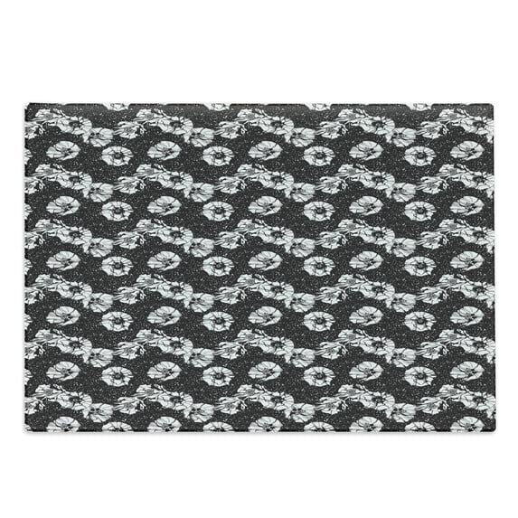 Sketch Cutting Board, Composition of a Detailed Artwork of Poppy Flowers on a Spotted Background, Decorative Tempered Glass Cutting and Serving Board, in 3 Sizes, by Ambesonne