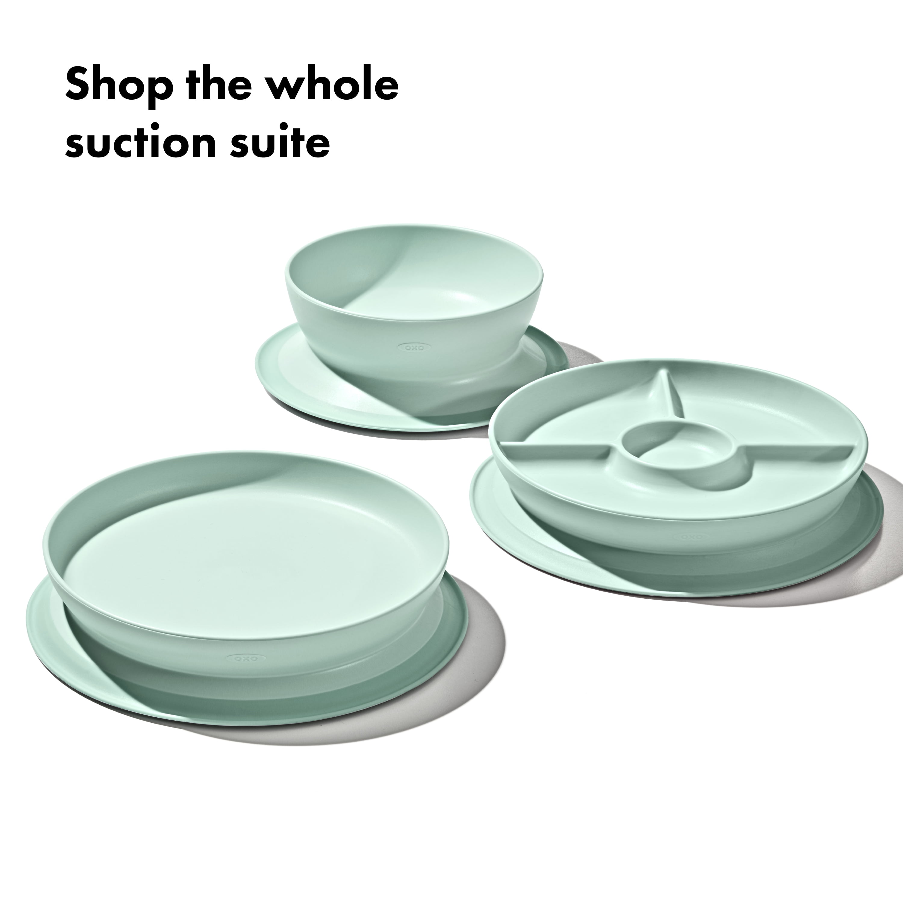 OXO Tot Baby and Toddler Stick and Stay Suction Divided Plate for 6+ Months, Opal
