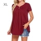 thumbnail image 2 of Minnieouse Amart - Camiseta de mujer de manga corta con cuello en V y blusa holgada plisada Prendas para la parte del cuerpo Vino rojo SG Minnieouse AP001587-16, 2 of 6