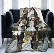 Custom Blanket with Photos Text, Personalized Blanket Customized Throw Blankets for Family Friend Father Mother Christmas Halloween Birthday Wedding Customized Gifts for Women Men 60"x50"