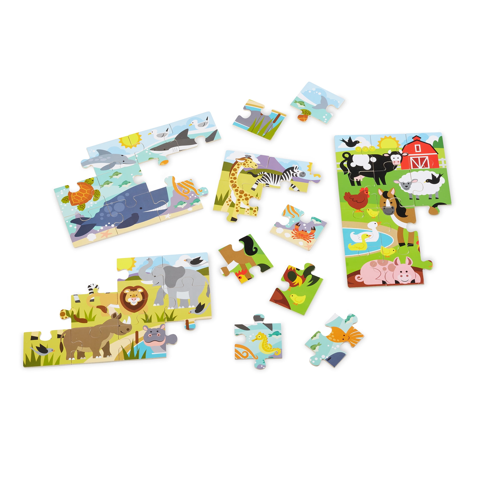 Melissa & Doug Dinosaurs 4-in-1 Wooden Jigsaw Puzzles in a Storage 