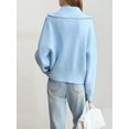 thumbnail image 6 of Womens Fall Long Sleeve Zip Up Cardigan Sweaters Casual Loose Collared Ribbed Knit Tops Jackets One size, 6 of 7