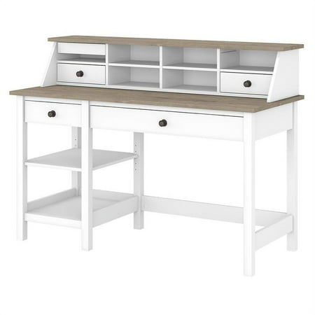 UPC: 0042976108076 | Mayfield 54W Desk with Desktop Organizer in Shiplap Gray/White – Engineered Wood