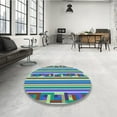 thumbnail image 4 of Ahgly Company Machine Washable Indoor Round Transitional Deep Periwinkle Purple Area Rugs, 7' Round, 4 of 7
