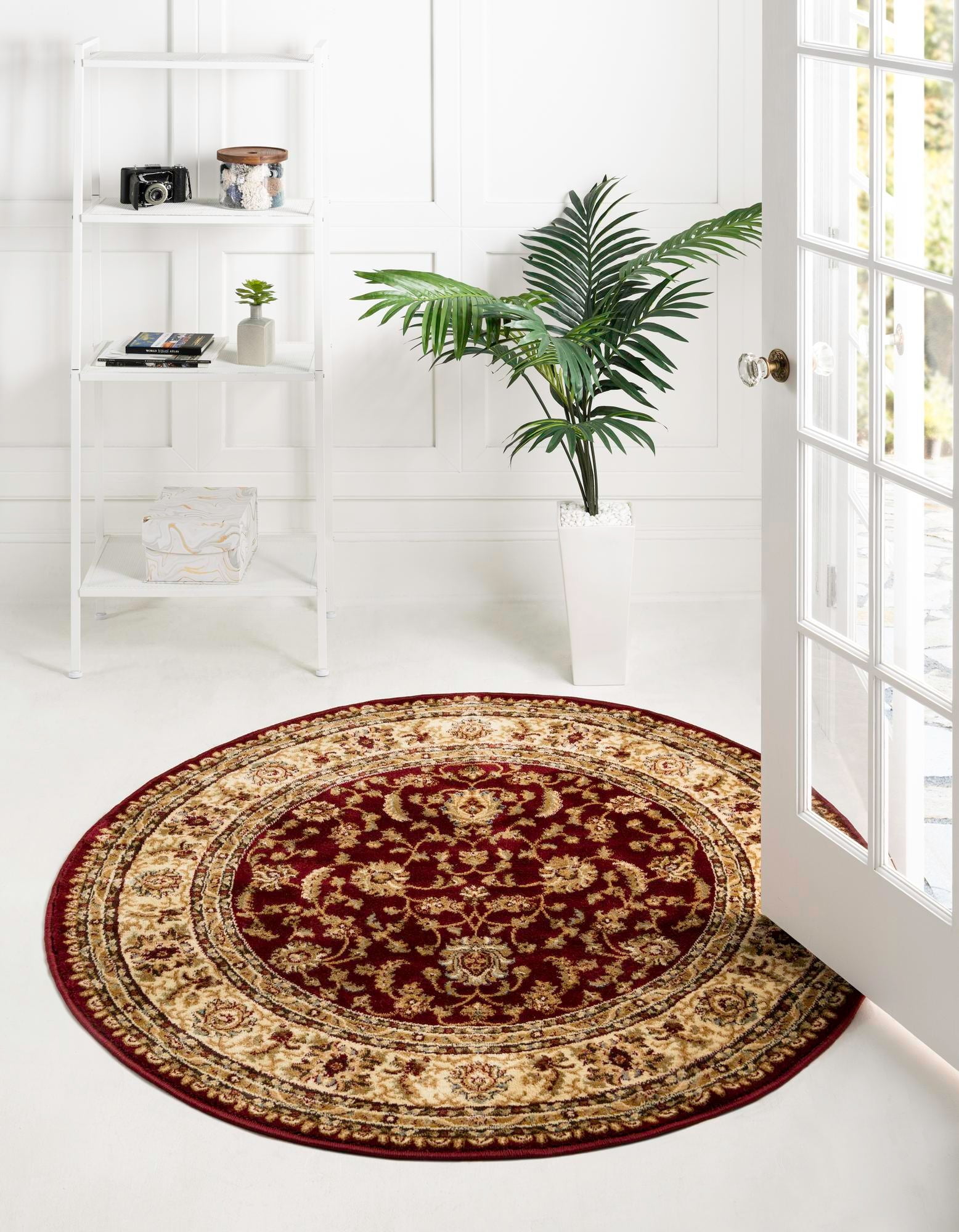 Aditi Collection Rug 3' 3 Round Red Low Rug Perfect For