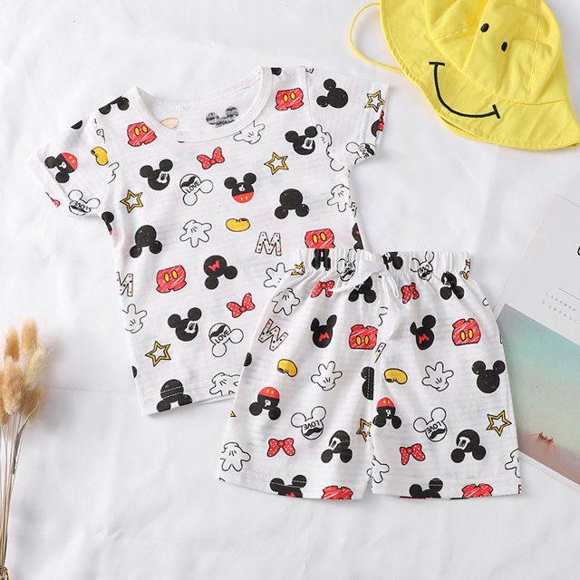 Diseñador de la marca Ropa de dibujos animados Mickey Mouse Baby Boy Ropa de verano Camiseta + pantalones cortos Baby Girl Conjuntos de ropa informal Tan Jianjun unisex