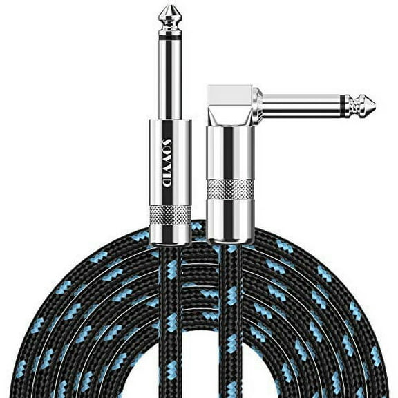 Guitar Cable, Sovvid Professional Instrument Cable Electric Guitar AMP Cord, 1/4inch TS Cable for Guitar Bass Mandolin Keyboard and Pro Audio (Black Blue, 6FT)
