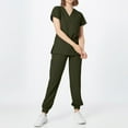 thumbnail image 3 of Vitastitch Womens Scrubs, Women's Scrubs Set 2-Piece Soft Breathable Lightweight Summer Nursing Uniform V-Neck Elastic Waist Stretch Fit Multi-Pocket Scrub Top & Pants for Healthcare Workwear S-3Xl, 3 of 4