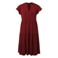 thumbnail image 4 of asddcavvf Robes pour Femmes Robe Midi d'Été à Manches à Volants Col en V Mode 2024 Coupe Décontractée, 4 of 4