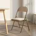 thumbnail image 3 of Nazhura Adult Modern Metal Indoor Patio Padded and with Back Folding & Stacking Chairs, Oatmeal Strip Fabric (Set of 4), 3 of 8
