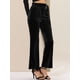 thumbnail image 2 of Pantalones de terciopelo para mujer Allegra K anchos elásticos con lazo bolsillos Negro XL, 2 of 6