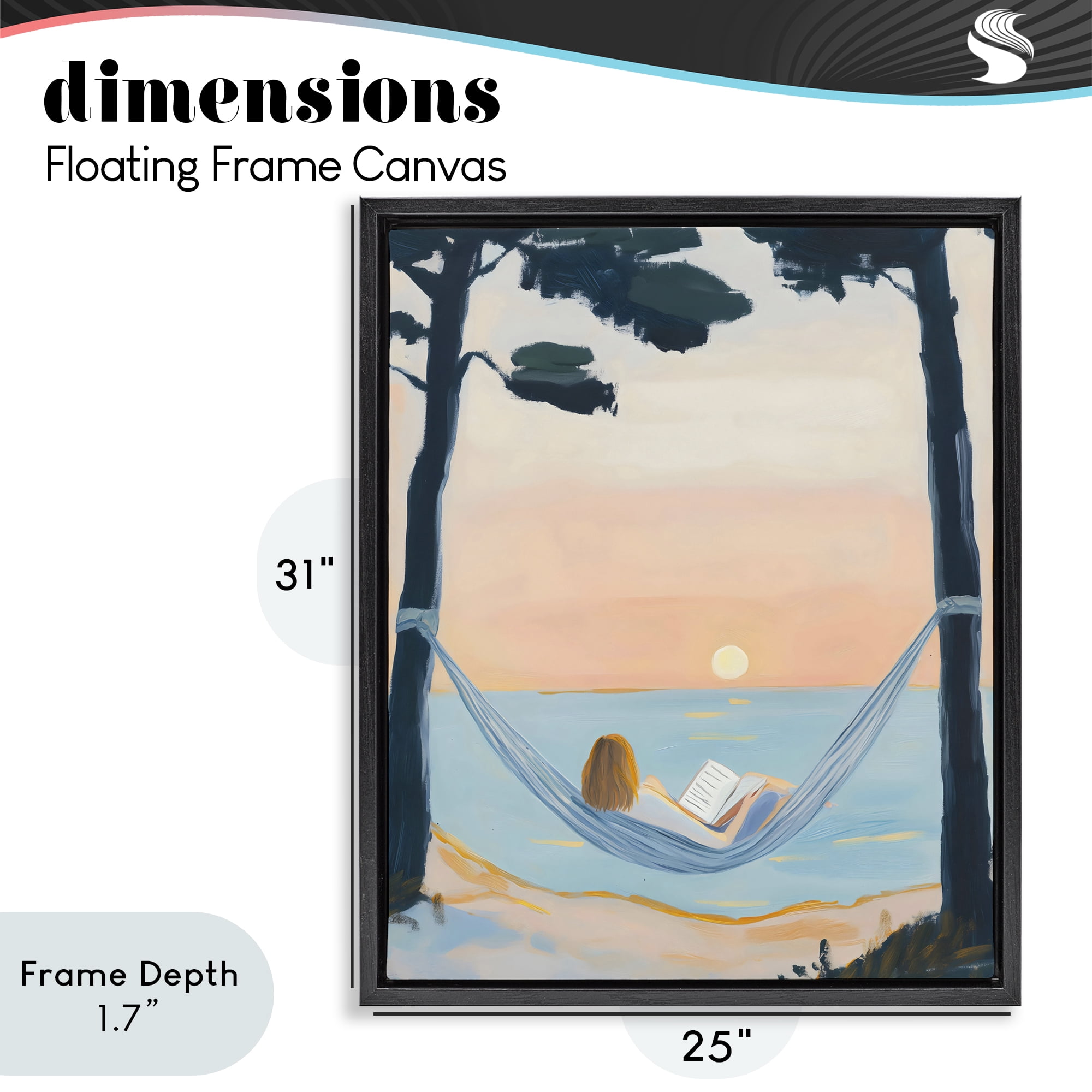 Stupell Industries Reading At Sunset in Hammock Black Framed Floater Canvas Wall Art, design by The Prints Vibe