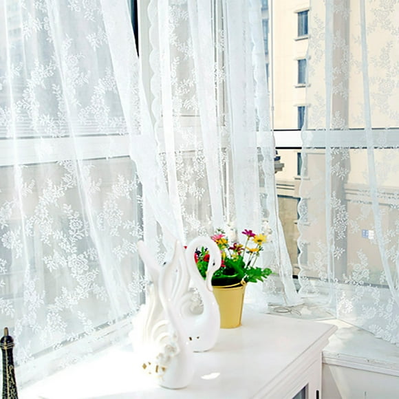 Sheer Window Curtain Panel, Voile Drape Valance, Light-Filtering Fabric, Elegant Home Decor, For Living Rooms, Energy-Saving Blinds, Soft Texture, White Color, Easy Installation, Modern SOPABCP