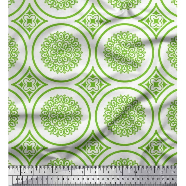Soimoi Cotton Duck Fabric Floral Mandala Print Fabric by the Yard 42 Inch Wide