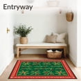 thumbnail image 3 of ODIKA 3'x5' Machine Washable Non-Slip Area Rug, Festive Patchwork with Holly and Berry Motifs High Traffic Rug, Green, 734313, 3 of 7