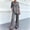 Gray, variant on Linen Two Piece Set Women 3/4 Sleeves Tops Wide Leg Trouser Pants Suits for Seniors Linen Matching Summer Casual Cotton Linen Work Suits Summer Matching Set Beige M