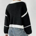 thumbnail image 4 of Women'S Color Block Crop Cardigan Top Long Sleeve Open Front Sweater Black S, 4 of 9