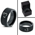 thumbnail image 4 of Tungsten Heart Text Symbol Love Band Ring 9mm Men Women Comfort Fit Black Flat Cut Brushed Polished, 4 of 4