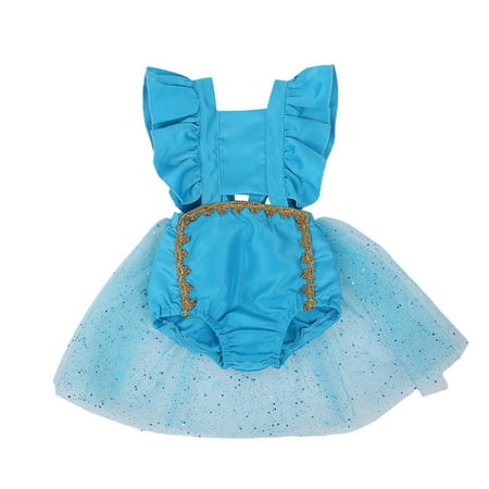 

Arvbitana Baby Girls Backless Romper with Gauze Skirt Ruffled Sleeveless Triangle Crotch Baby Clothes for Daily/Party