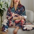 thumbnail image 6 of Pajama Sets for Women 2 Pcs, Colorful Flower Peacock Button Down Long Sleeve Sleepwear Lounge PJ Sets, 6 of 6