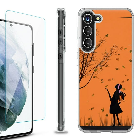 OneToughShield ® for Samsung Galaxy S23  S23 Plus 5G Shockproof Bumper Phone Case, with Tempered Glass Screen Protector - Autumn Leaf