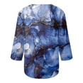 thumbnail image 5 of SELONE 3/4 Sleeve Shirts for Women Summer Three-Quarter Sleeve Tops Regular Fit T Shirts Pullover Tees Tops Abstract Print T-Shirts Crew Neck Tops Casual Blouses Button Down T Shirts Dark Blue M, 5 of 5