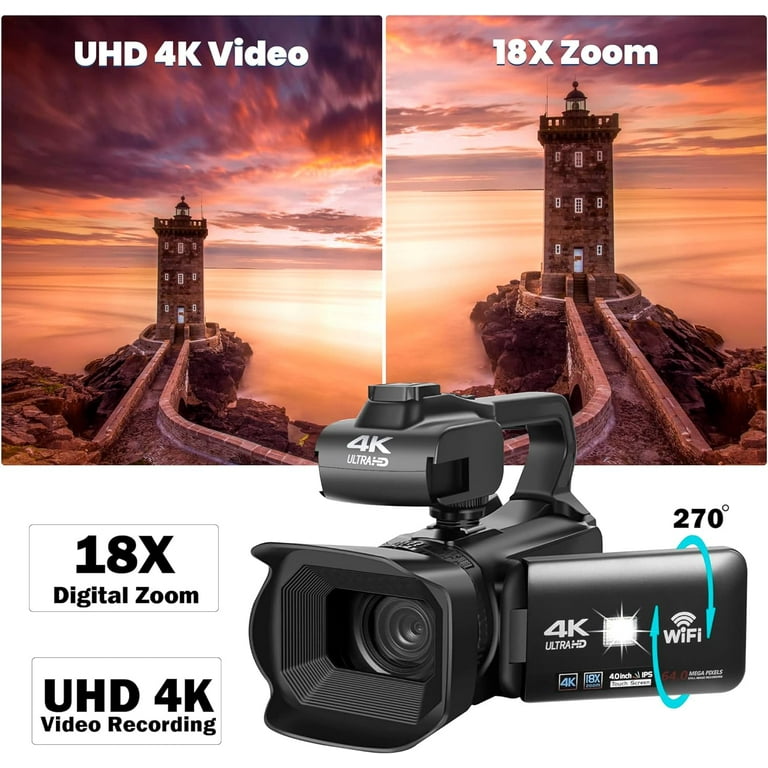 Live Streaming 4K Video Camera 64MP Camcorder WIFI Vlogging