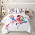 thumbnail image 2 of Feelyou Watercolor Handball Quilt Full for Girls, Silhouette Basketball Sport Full Bedspread Sets, 3-Piece, 2 of 7