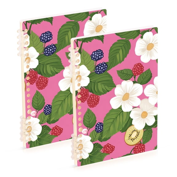 FORMRS 1-Subject Spiral Notebook 8" x 5" College Ruled 60 Refillable Sheet, White Flowers