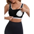 thumbnail image 5 of INSPIRE CHIC Women's Wide Straps U-Neck with Padded Push Up Camisole Elastic Tight Colorblock Cropped Workout Tank S Black, 5 of 6