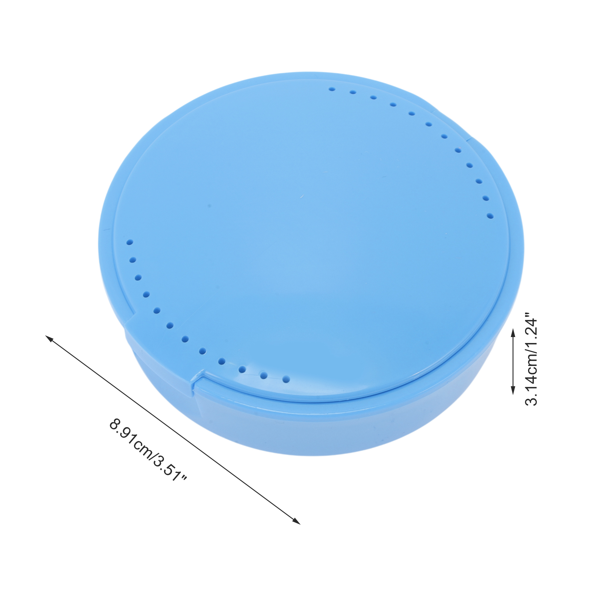 Unique Bargains Round Braces Box with Mirror 1 Pc Blue