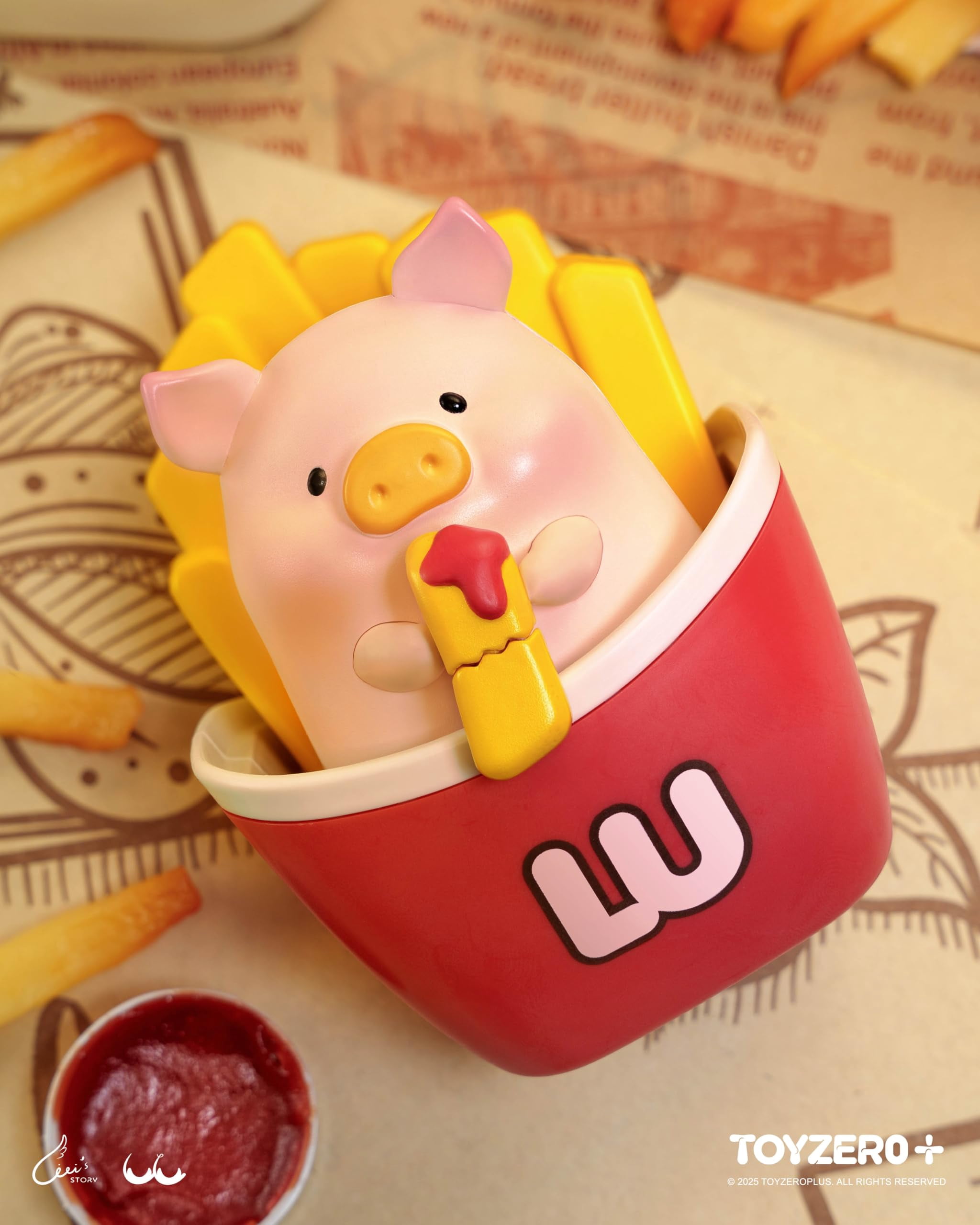 Lulu The Piggy Blind Box - Burger Express Movable Series Figurines Mystery Box Cute Animal Figures Collectibles Toys Home Desk Decorations Holiday Birthday Gifts, Whole Set