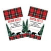 Lumberjack Diaper Raffle Tickets (25 Pack) Boys Baby Shower Games - Bear Invitation Insert Cards - Red and Black - Paper Clever Party