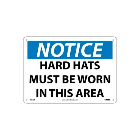 UPC: 0887481071510 | National Marker Notice Signs; Hard Hats Must Be Worn In This Area 10X14 .040 Aluminum N282AB