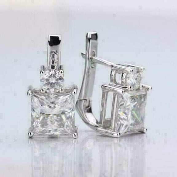 2.30 Ct Princess Cut Simulated Diamond Stud Earrings In 14K White Gold Plated Pure 925 Sterling Silver