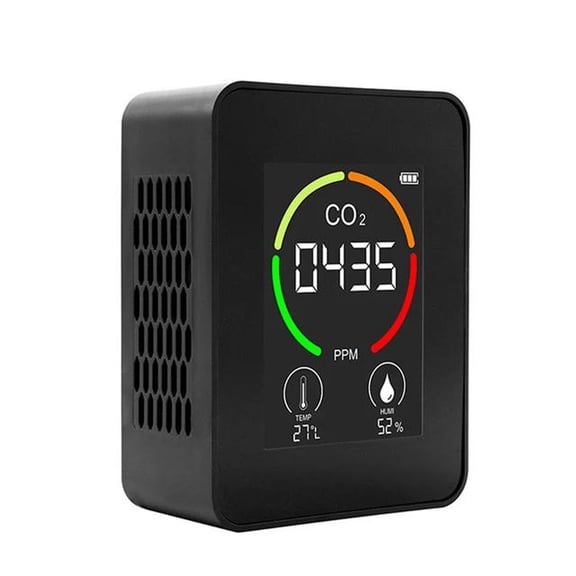 Portable CO2 Air Quality Monitor Detector Indoor Carbon Dioxide Meter with Temperature Humidity TVOC Sensor LCD Display for Home Office School Greenhouse Travel Battery Powered