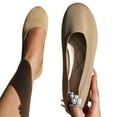 thumbnail image 4 of Xiaoxatg Women's Knitted On Ballet Flexible Soft Round Toe Walking Comfort Shoes Breathable Low Heel Everyday Wear Versatile Design 7.5 Khaki, 4 of 9
