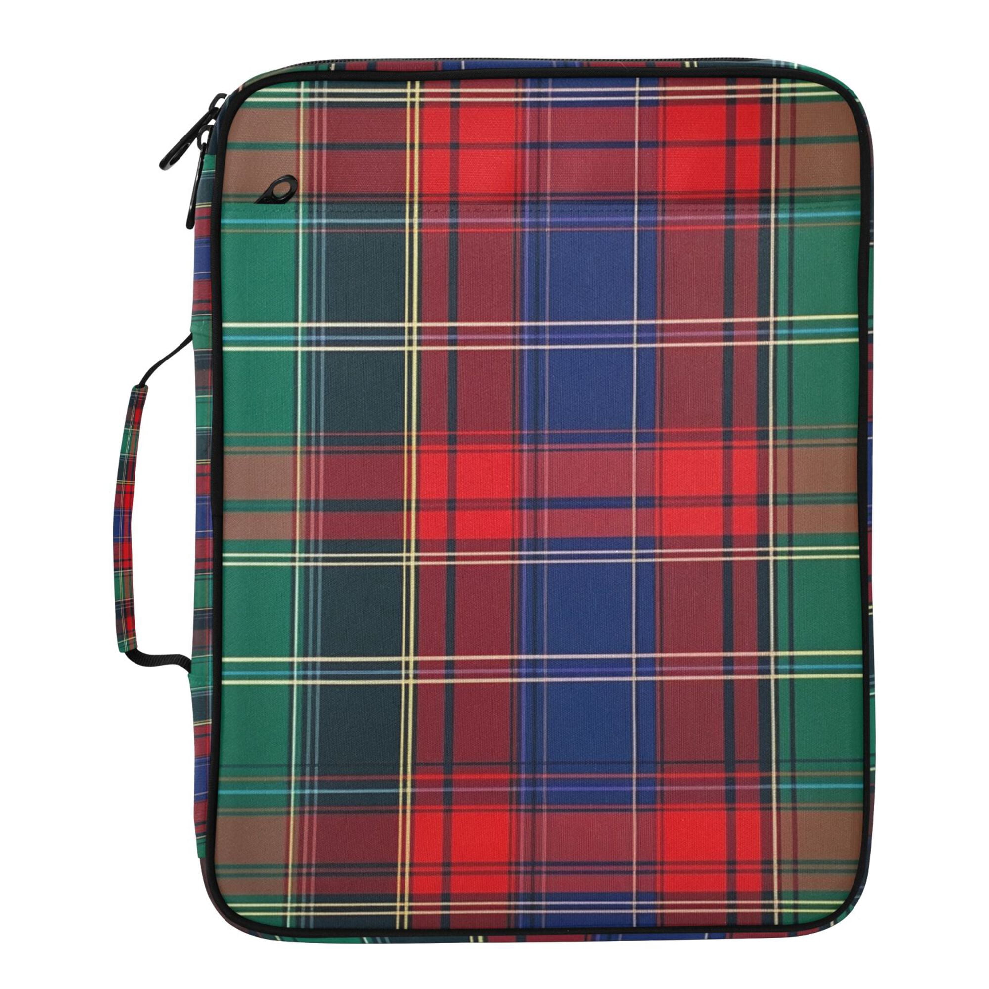 FORMRS Accordion File Folder A4 Size 7-Pocket Expanding Document Organizer Bag with 3 Ring Binder, Red Green Pattern