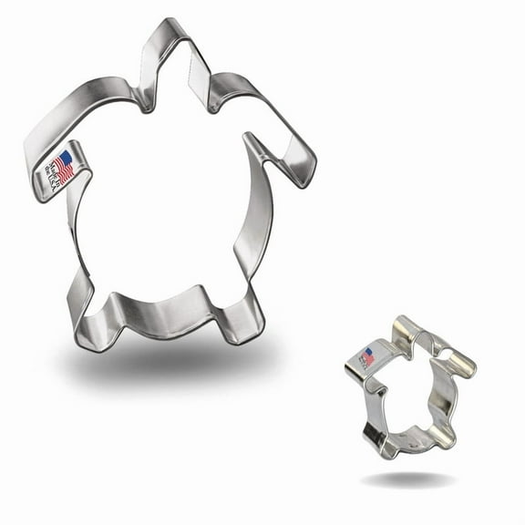Sea Turtle Cookie Cutter 2 Pc Set. USA Tin Plate Steel - By Foose