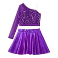 thumbnail image 3 of Alvivi Kids Girls Sequins Crop Top with Metallic Mini Skirt Outfits for Hip Hop Jazz Dance Performance Purple 6, 3 of 7