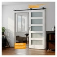 thumbnail image 2 of 5-Panel Glass Barn Door With Sliding Door Hardware Kit & Handle, Wooden Solid MDF Core & Eco Water-Proof PVC Veneer, White ,Easy to Install, 2 of 6