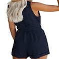 thumbnail image 4 of Women Solid Color Rompers Deep V Neck Sleeveless Short Jumpsuits for Female Playsuit, 4 of 7