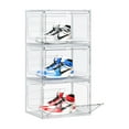 thumbnail image 2 of Hassch 3 Pack Large Shoe Boxes Stackable, Sturdy Plastic Shoe Storage Box with Door, Shoe Container for Sneaker Display, White, 2 of 5