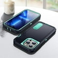 thumbnail image 6 of SaniMore for iPhone 14 Pro Max 6.7" 2022 Hybird Case, Rugged PC Back Shockproof TPU Shell Metal Hidden Kicksatnd Drop Resistant Anti-slip Heavy Duty Protective Case for iPhone 14 Pro Max, Navy+Mint, 6 of 8