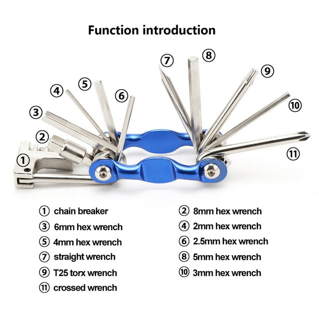 Repair Wrench Set 11-in-1 Multifunctional Bicycle Screwdriver Kit Multifunctional Screwdriver Kit Foldable Portable Repairing Tools, Silver