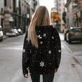thumbnail image 3 of COEQINE Oversized Sweatshirts Pullover Long Sleeves Women's Hoodies Loose Comfy Fit Cozy Crewneck Sweatshirt Casual Wear Hooded Sweatshirt Fashion Y2K Hooded Women Snowflake Black, S, 3 of 7