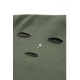 thumbnail image 4 of POGLIP Women's Green Distressed Bleached Asymmetric Hem Short Sleeve Top, 4 of 6