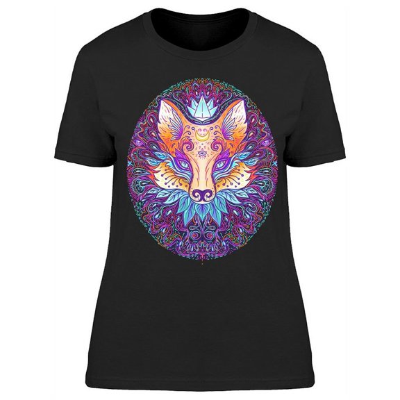 Psychedelic Fox Art T-Shirt Women -Image by Shutterstock, Female Medium