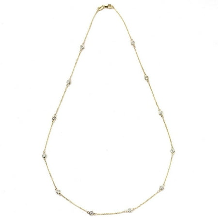 - 14k Yellow Gold 2 3/5ct TDW Diamond Station Necklace